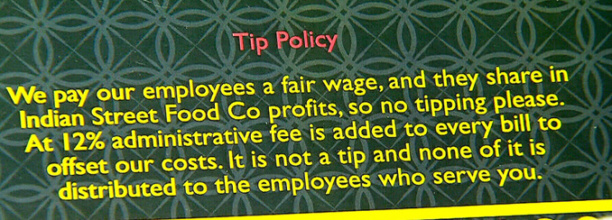 The Indian Street Food Co.  Tipping Policy