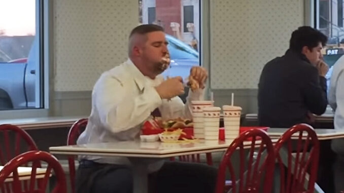 Guy totally destroys two In-N-Out burgers