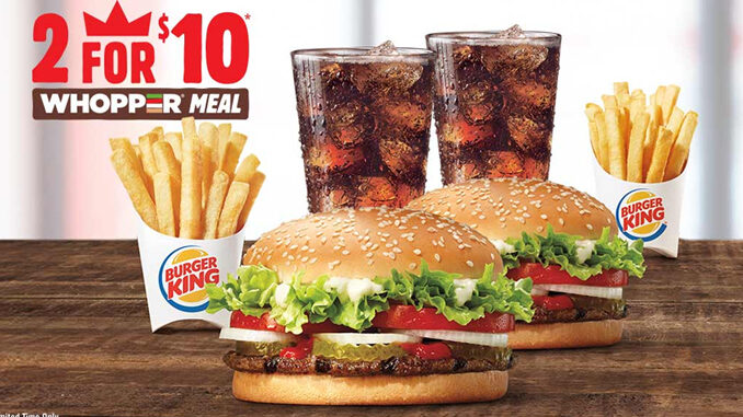 Burger King offering new 2 for $10 Whopper Meal Deal