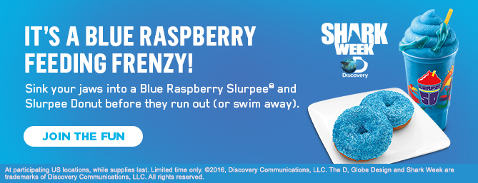 Shark Week Blue Raspberry Slurpee Donut
