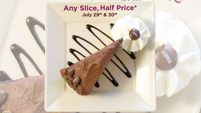 Half-Price Slices at Cheesecake Factory on July 29, 30, 2016