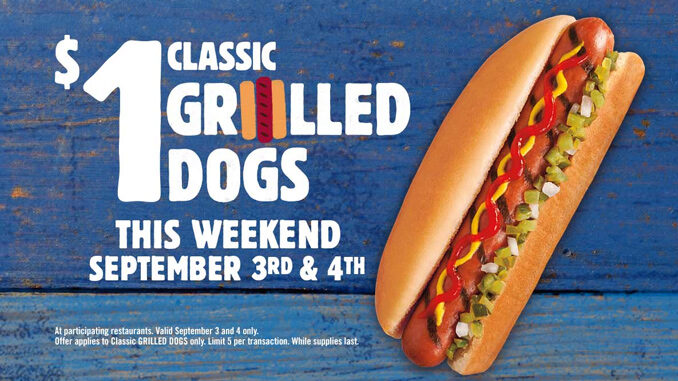 $1 Classic Grilled Dogs At Burger King On September 3-4, 2016