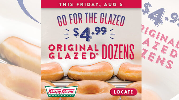 Get One Dozen Original Glazed Donuts at Krispy Kreme for $4.99 on August 5, 2016