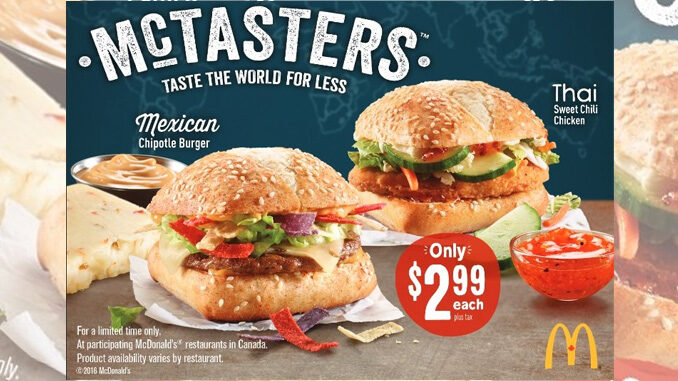 McDonald’s Canada Offers Two New McTasters Sandwiches