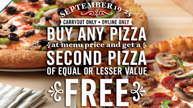 Buy One, Get One Free Pizza At Domino’s Canada - September 19-25, 2016