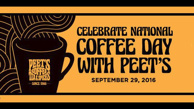 Free Coffee At Peet’s On September 29, 2016, With Food Purchase