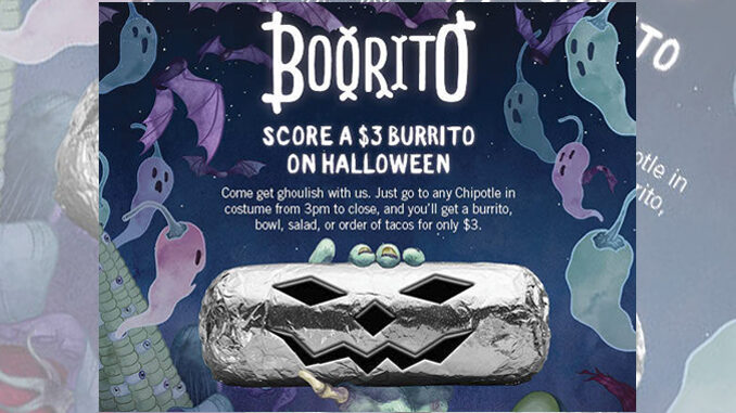 $3 Burritos, Bowls, Salads And Tacos At Chipotle On October 31, 2016