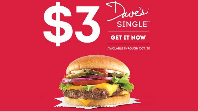 $3 Dave’s Singles At Wendy’s Canada Through October 30, 2016