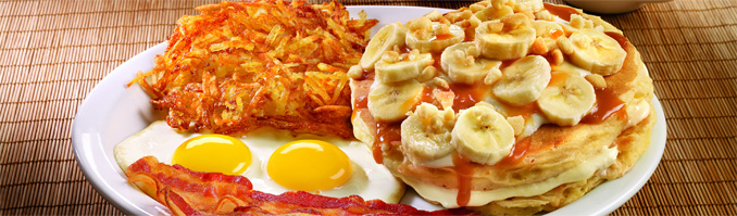 Salted Caramel & Banana Cream Pancake Breakfast 