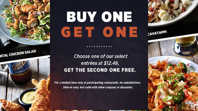 Applebee’s Offers Buy One, Get One Free Entrée For A Limited Time