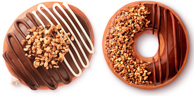 Chocolate Hazelnut Kreme Donut and Nutty Cocoa Ring Donut 