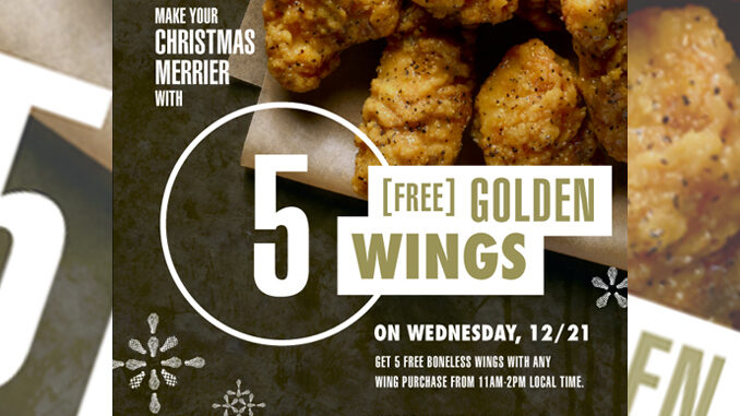 Get 5 Free Boneless Wings At Wingstop on December 21, with Any Wing Purchase