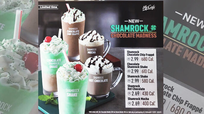 McDonald’s Introduces New Shamrock Chocolate Madness Drinks Menu