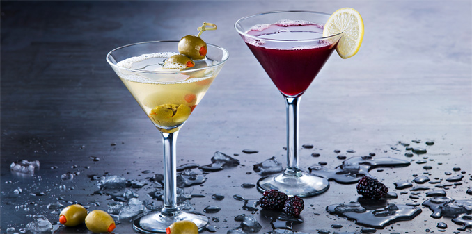 P.F. Chang's classic Dirty Olive Martini and Blackberry Spice Martini.