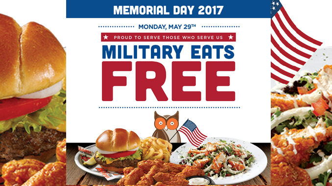 Military Eats Free At Hooters On May 29, 2017