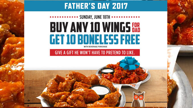Buy 10 Wings, Get 10 Free Wings At Hooters On June 18, 2017 With Drink Purchase