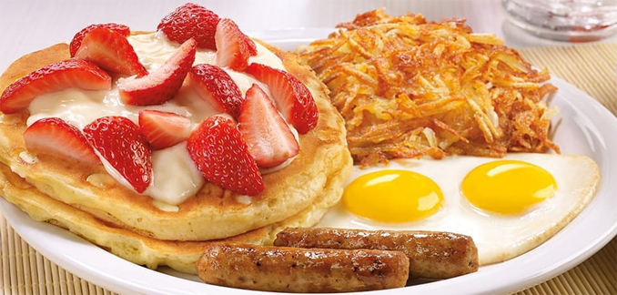 Denny's Strawberries & Cream Pancake Breakfast