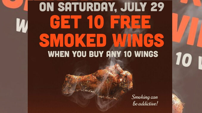 Buy 10 Wings, Get 10 Free Smoked Wings At Hooters On July 29, 2017