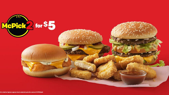 McPick 2 For $5 Deal Is Back At McDonald’s