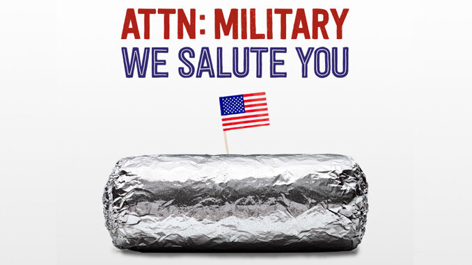 Buy One, Get One Free Burrito For Veterans And Active Military At Chipotle On November 7, 2017