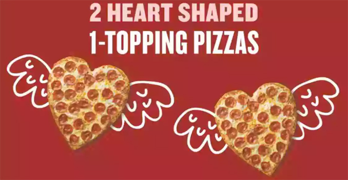 2 Heart-Shaped One-Topping Pizzas For $18