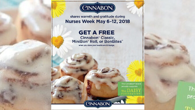 Free Cinnabon Treats For Healthcare Professionals At Cinnabon From May 6 Through May 12, 2018