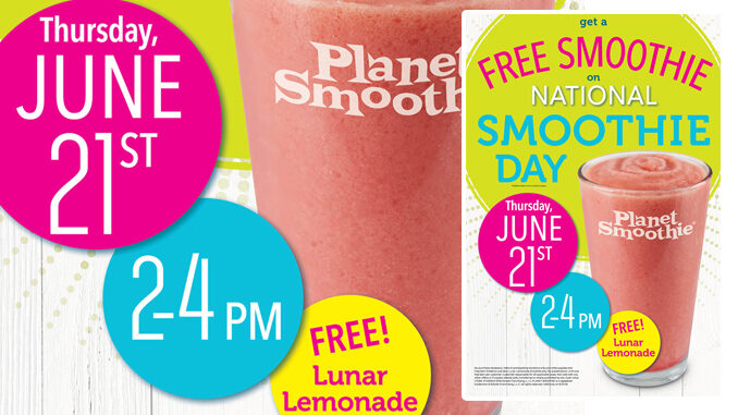 Free Lunar Lemonade Smoothie At Planet Smoothie From 2-4 P.M. On June 21, 2018