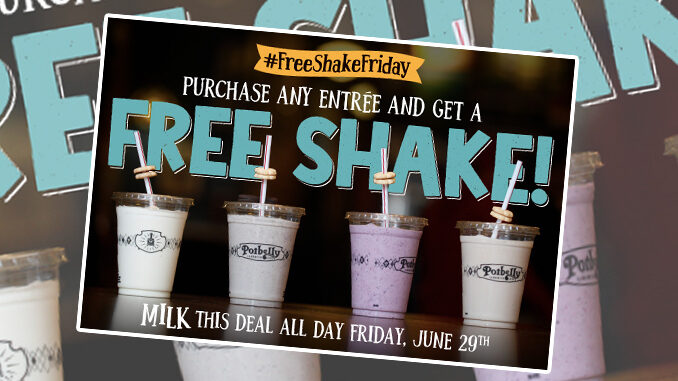 Free Shake With Entree Purchase At Potbelly On June 29, 2018