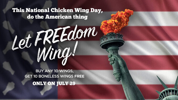 Buy Any 10 Wings, Get 10 Free Boneless Wings At Hooters On July 29, 2018