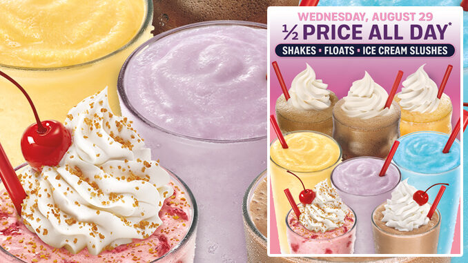 Half-Price Shakes, Floats And Ice Cream Slushes At Sonic On August 29, 2018