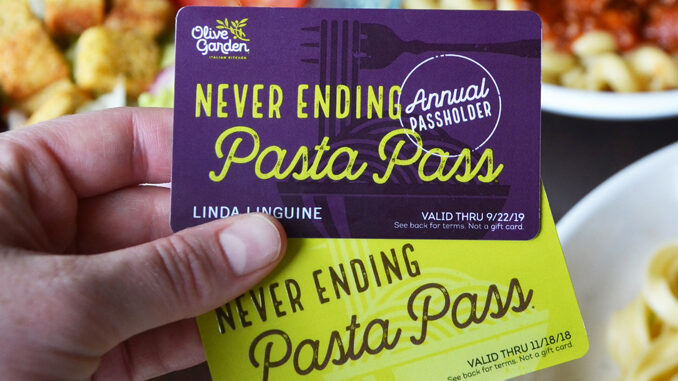 Olive Garden Is Selling A New $300 'Annual Pasta Pass' Along With A $100 ‘Never Ending Pasta Pass’ On August 23, 2018
