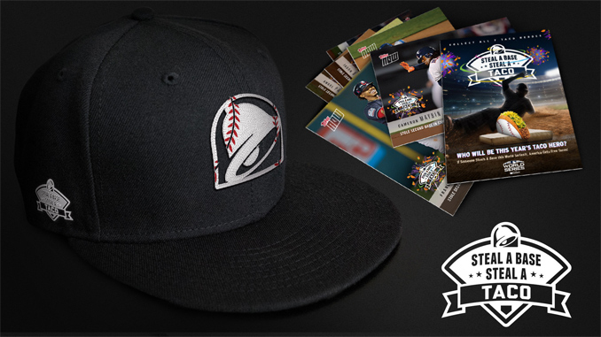 Steal a Base, Steal a Taco baseball cap and trrading cards