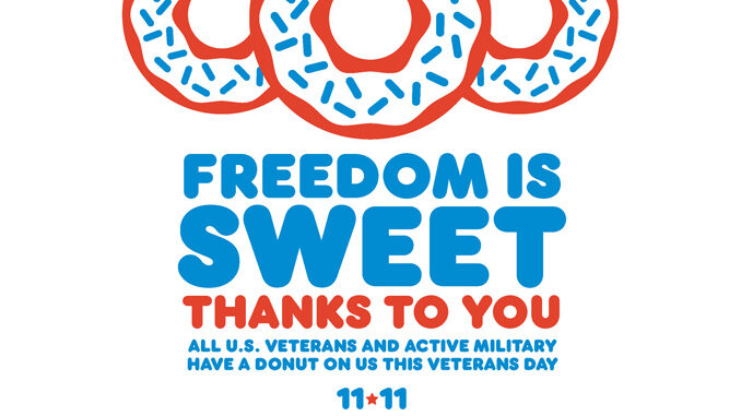 Free Donut For All Veterans And Active Duty Military At Dunkin’ on November 11, 2018