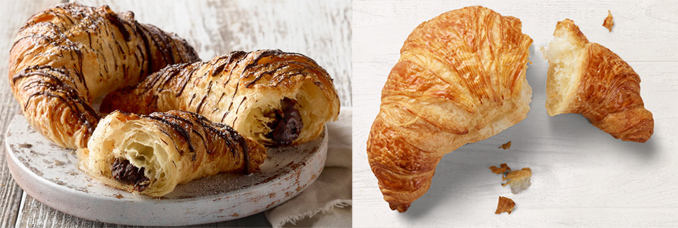 Chocolate Croissant and Traditional Croissant