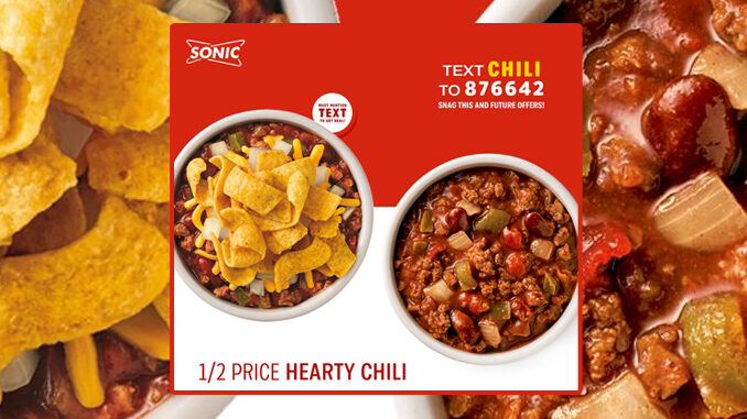 Half-Price Chili Bowls At Sonic On February 21, 2019