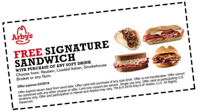 Arby’s Offers Free Sandwich With Any Soft Drink Purchase When You Join Arby's Email List