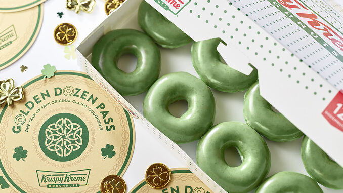 Green O’riginal Glazed Doughnuts Available At Krispy Kreme From March 15 To 17, 2019