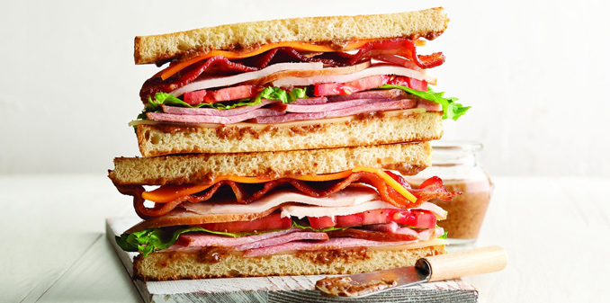 Turkey Bacon Ham Stack Sandwich