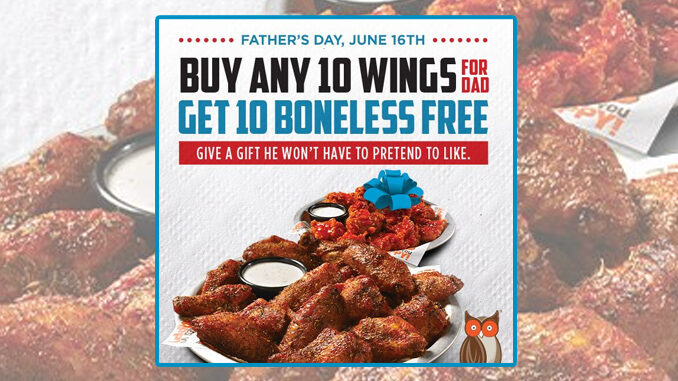 Buy Any 10 Wings, Get 10 Free Boneless Wings At Hooters On June 16, 2019