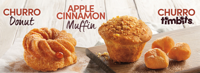 Churro Donut and Churro Timbits and Apple Cinnamon Muffin 