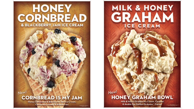Cold Stone Creamery Debuts New Honey Cornbread & Blackberry Jam Ice Cream, And New Milk & Honey Graham Ice Cream