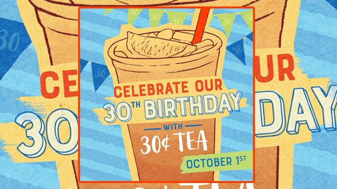 30-Cent Tea At McAlister's Deli On October 1, 2019