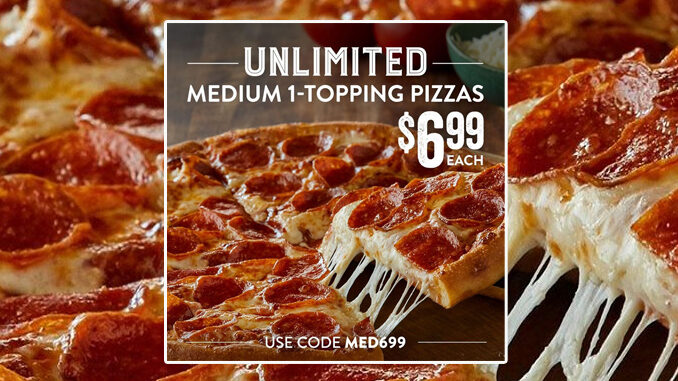 Marco's Pizza Offers Unlimited Medium 1-Topping Pizzas For $6.99 Each Through February 23, 2020