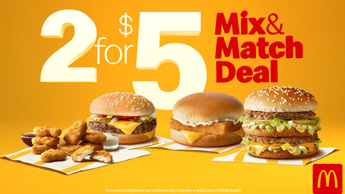 McDonald’s Welcomes Back 2 For $5 Mix & Match Deal