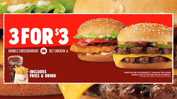 Burger King Puts Together New 3 For $3 Meal Deal