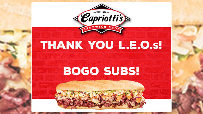 Capriotti’s Offers Buy One, Get One Free Small Sub For Law Enforcement Officers On May 14, 2020