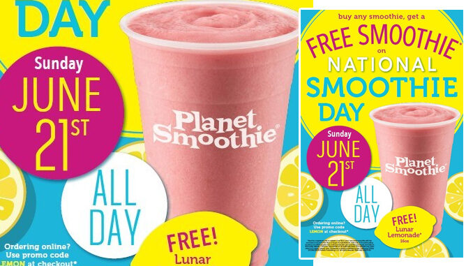 Buy Any Smoothie, Get A Free Lunar Lemonade Smoothie At Planet Smoothie On June 21, 2020