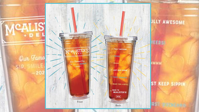 Free 32-Oz Tumblers For The First 20 Fans At Each McAlister’s Location On June 17, 2020