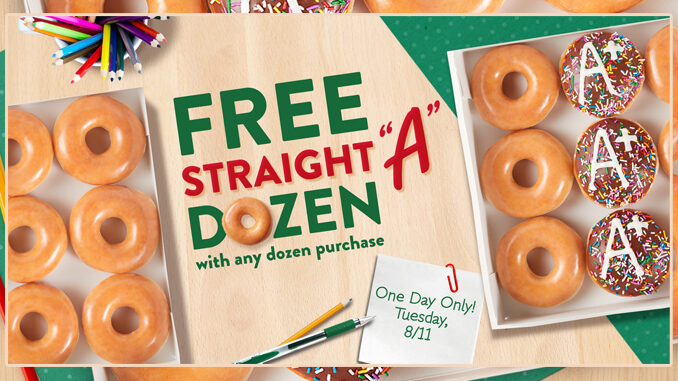 Buy Any Dozen, Get A Free ‘Straight A Dozen’ At Krispy Kreme On August 11, 2020