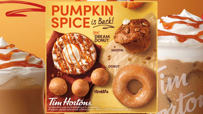 Tim Hortons Unveils New Pumpkin Spice Dream Donut As Part Of 2020 Fall Lineup